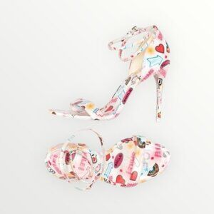 Aldo Sandyy Graphic Printed Sandals Pink Multi Size 5